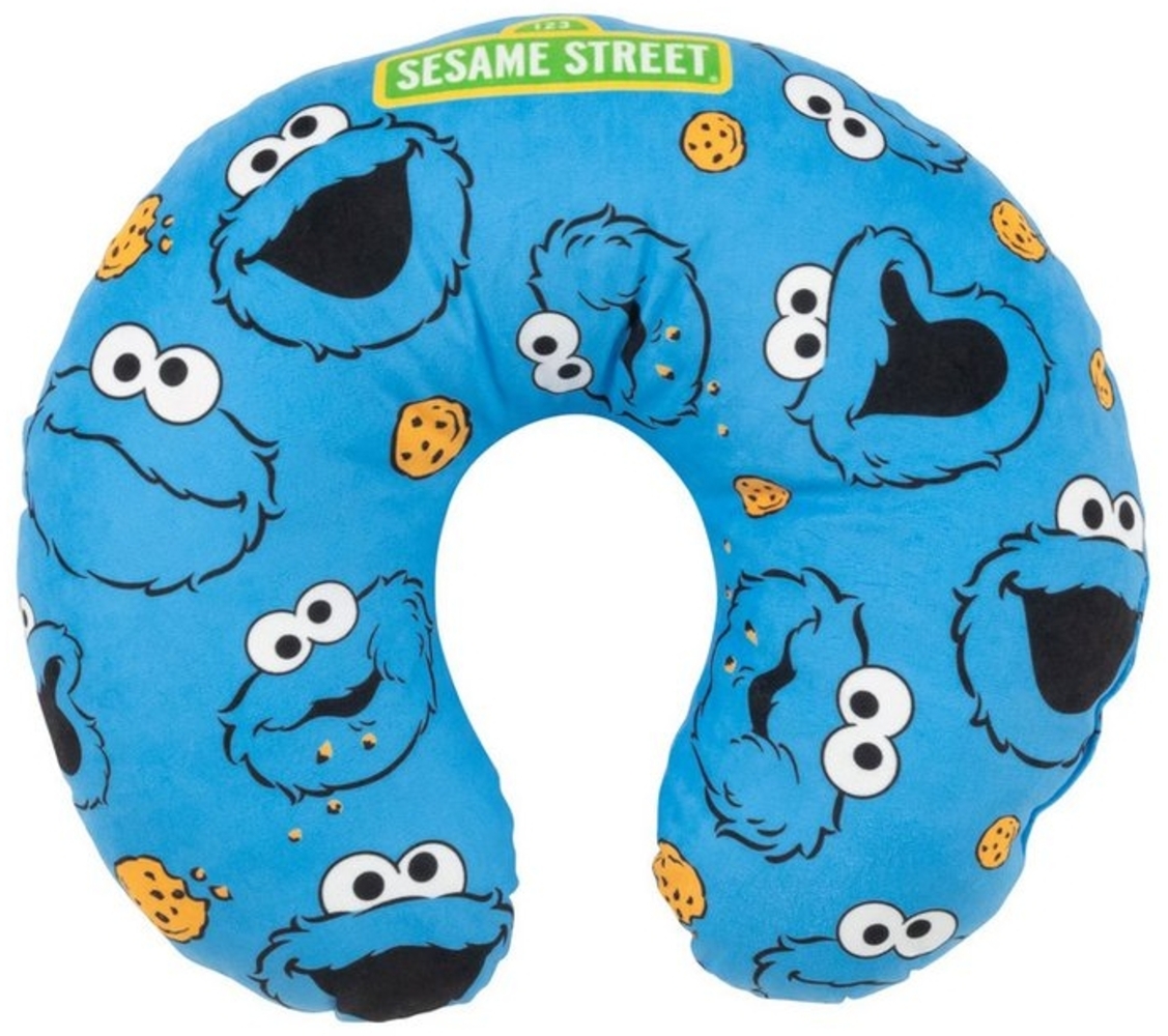 United Labels® Dekokissen Sesamstraße Krümelmonster Allover Reise Nackenkissen Nackenhörnchen Bild 1