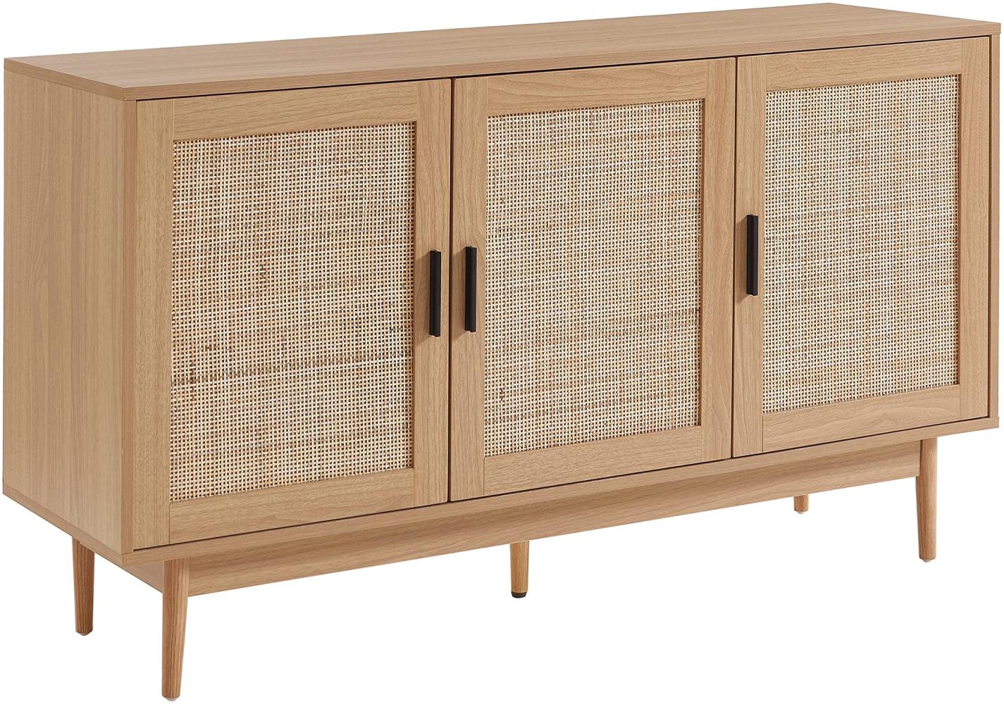 BAÏTA Amana Sideboard, Kanne und Spanplatten, helles Holz, L133cm Bild 1