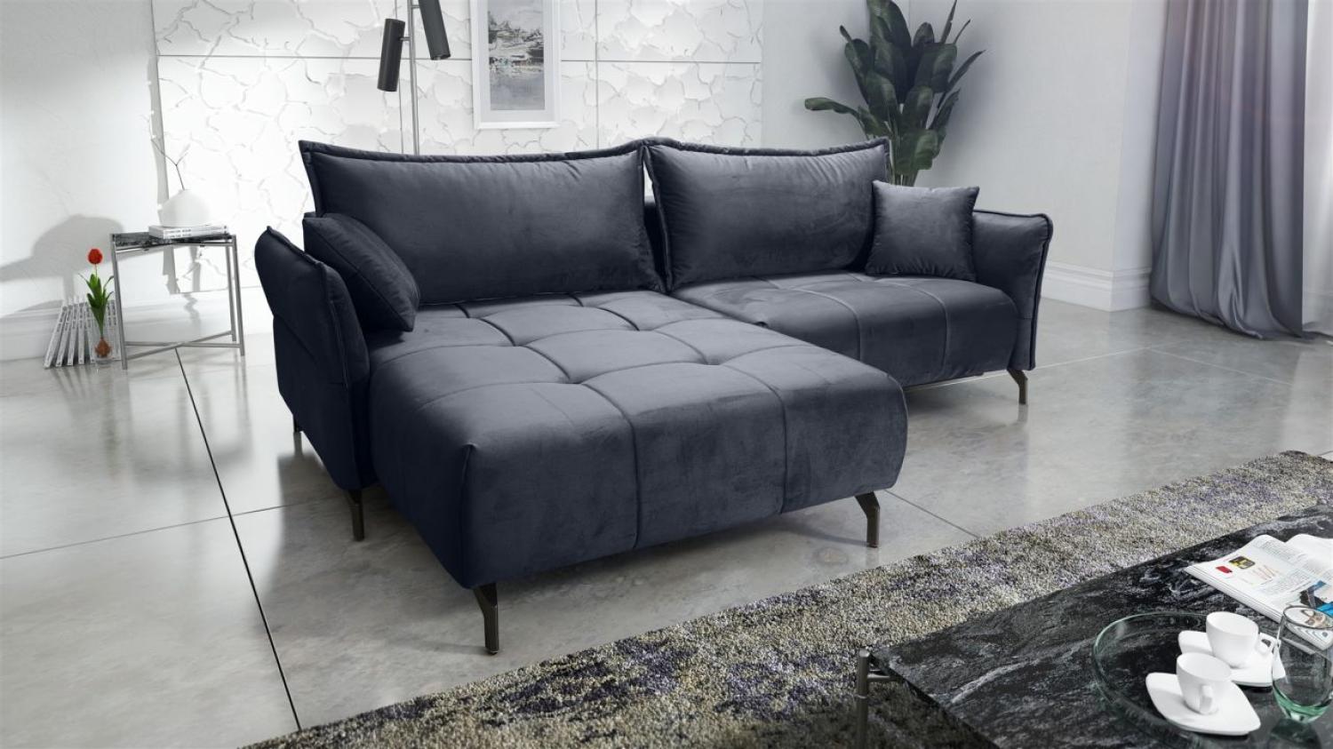 Ecksofa Schlafsofa Sofa VICTORIA Stoff Element Dunkelgrau Ottomane Links Bild 1