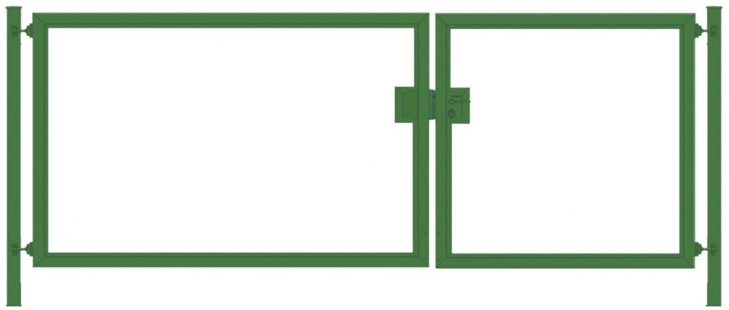 Gartentor / Doppelfügeltor elektrisch Premium (2-flügelig) asymmetrisch für senkrechte Holzfüllung grün Breite 400 cm x Höhe 160 cm Bild 1