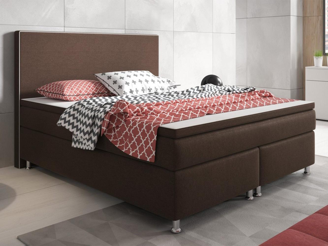 Inter Boxspringbett King Size 180x200 cm Webstoff  Braun Bild 1