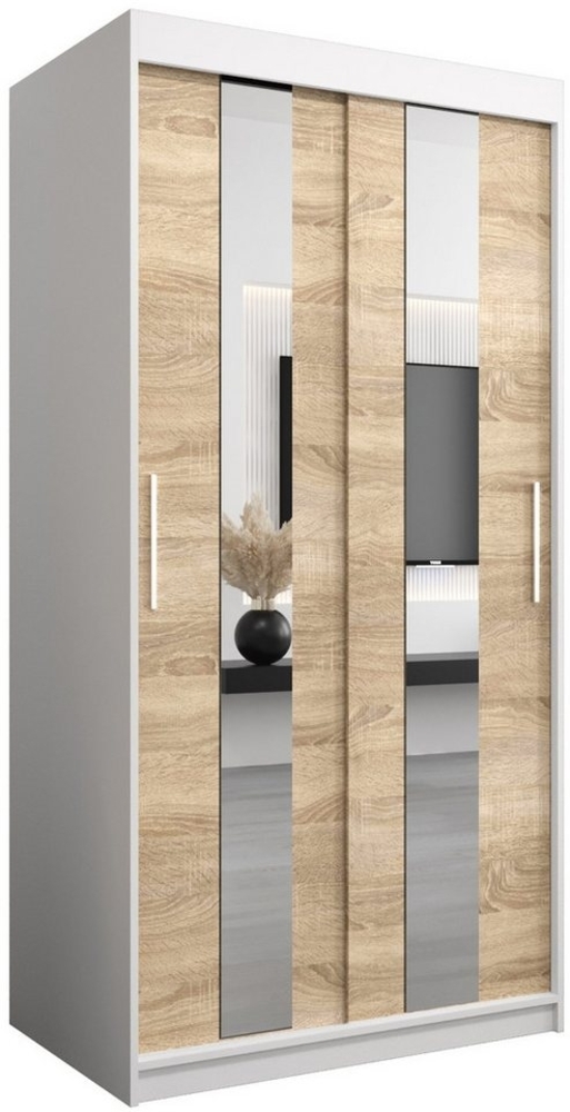 ABIKS MÖBEL Schwebetürenschrank POLE Schlafzimmerschrank - mit Spiegel, Kleiderstange und Regalen Bild 1