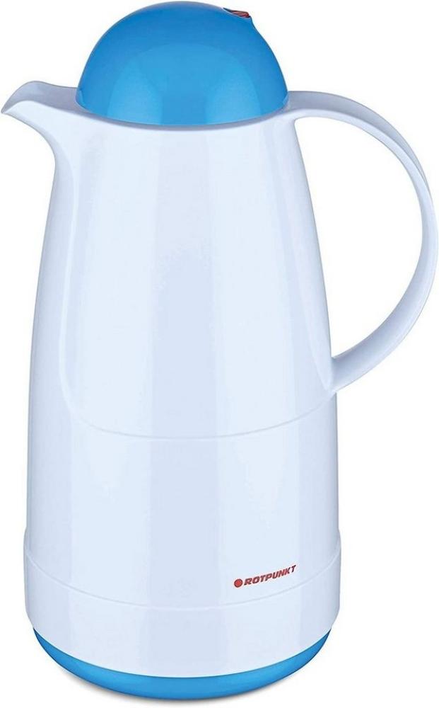 ROTPUNKT Isolierkanne 1,5 ltr. hochwertig I Glaseinsatz I BPA Frei I 24 Std warm 36 std kalt, 1.5 l, (Kaffeekanne I Teekanne, polar/kingfisher), Glaskolben aus doppelwandigem Rosalin-Glas Bild 1