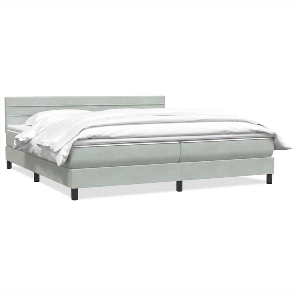 vidaXL Boxspringbett mit Matratze Hellgrau 180x210 cm Samt 3316317 Bild 1