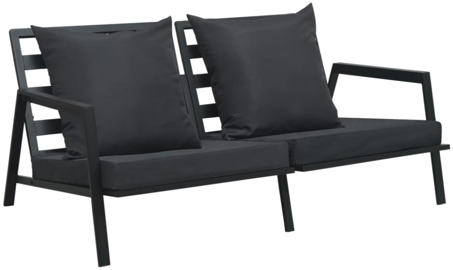 vidaXL 2-Sitzer-Gartensofa mit Auflagen Dunkelgrau Aluminium 47815 Bild 1