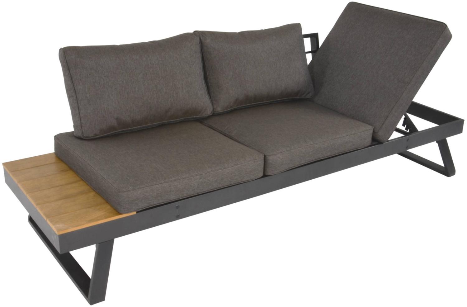 Loungebank/Gartenliege AREZZO mit Seitentisch, 228 x 81 x 68 cm in grau Bild 1