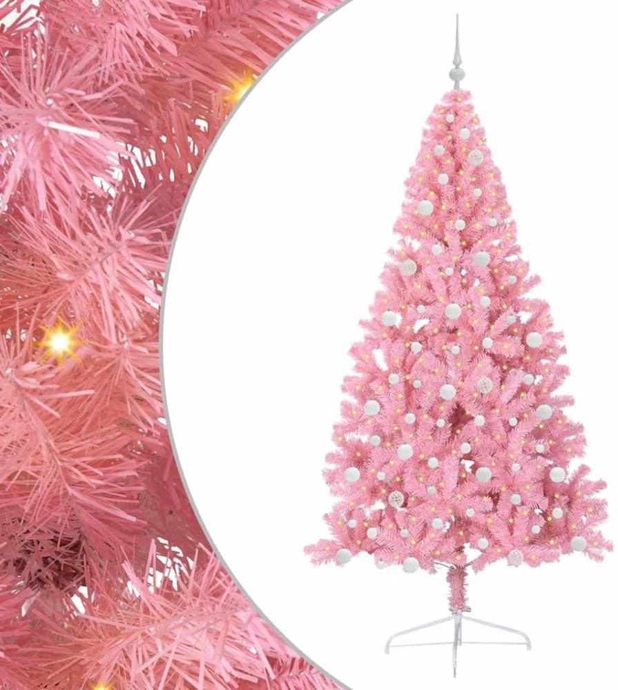 vidaXL Künstlicher vorbeleuchteter Weihnachtsbaum Rosa 240 cm PVC 3397105 Bild 1