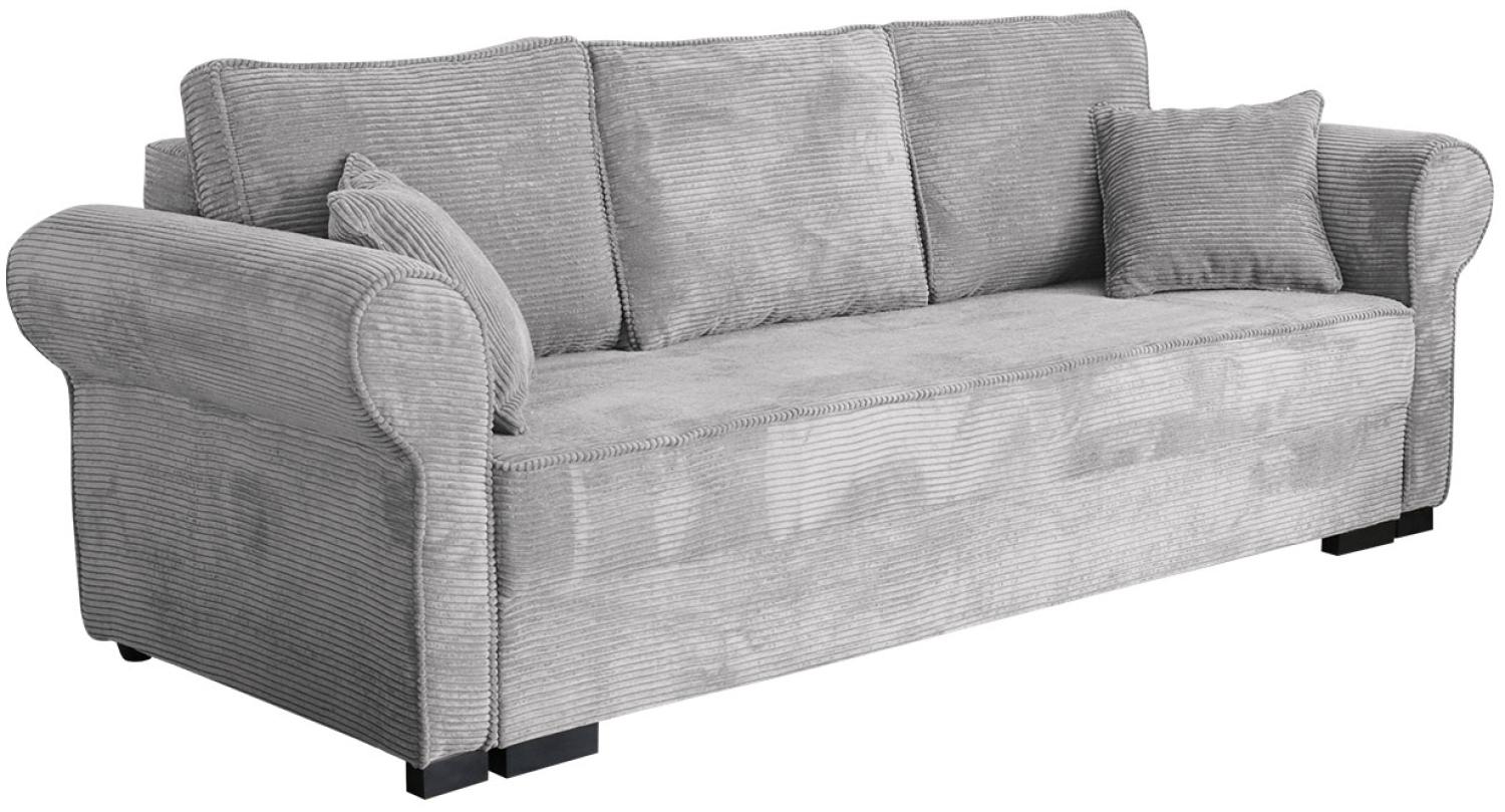 Mirjan24 'Olimpia' Schlafsofa mit Bettkasten, Cord, 92 x 92 x 234 cm, Grau Bild 1