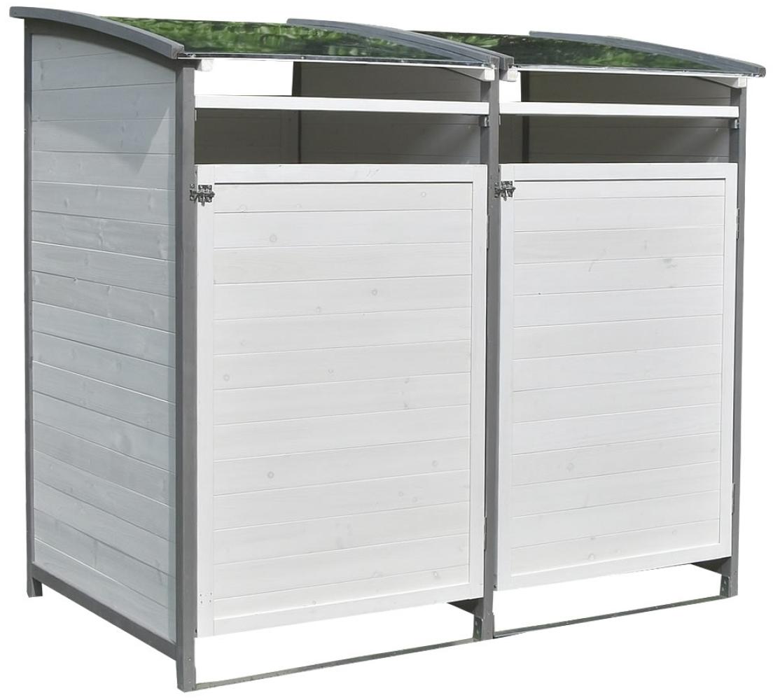 Mülltonnenverkleidung Weiß Doppelbox 2x 120L oder 240L Gartenbox Zinkdach Bild 1