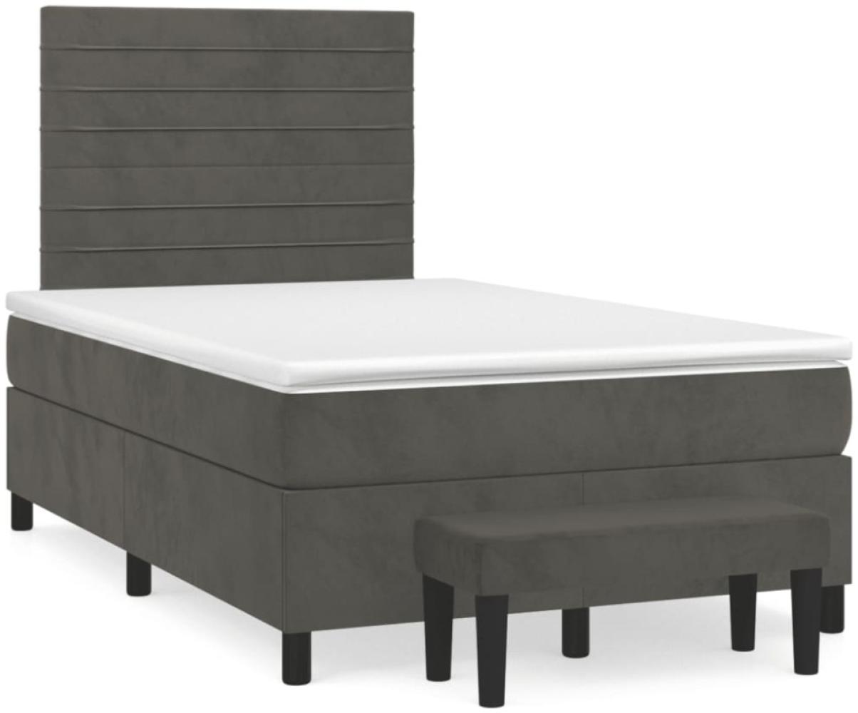 vidaXL Boxspringbett mit Matratze Dunkelgrau 120x190 cm Samt 3270476 Bild 1