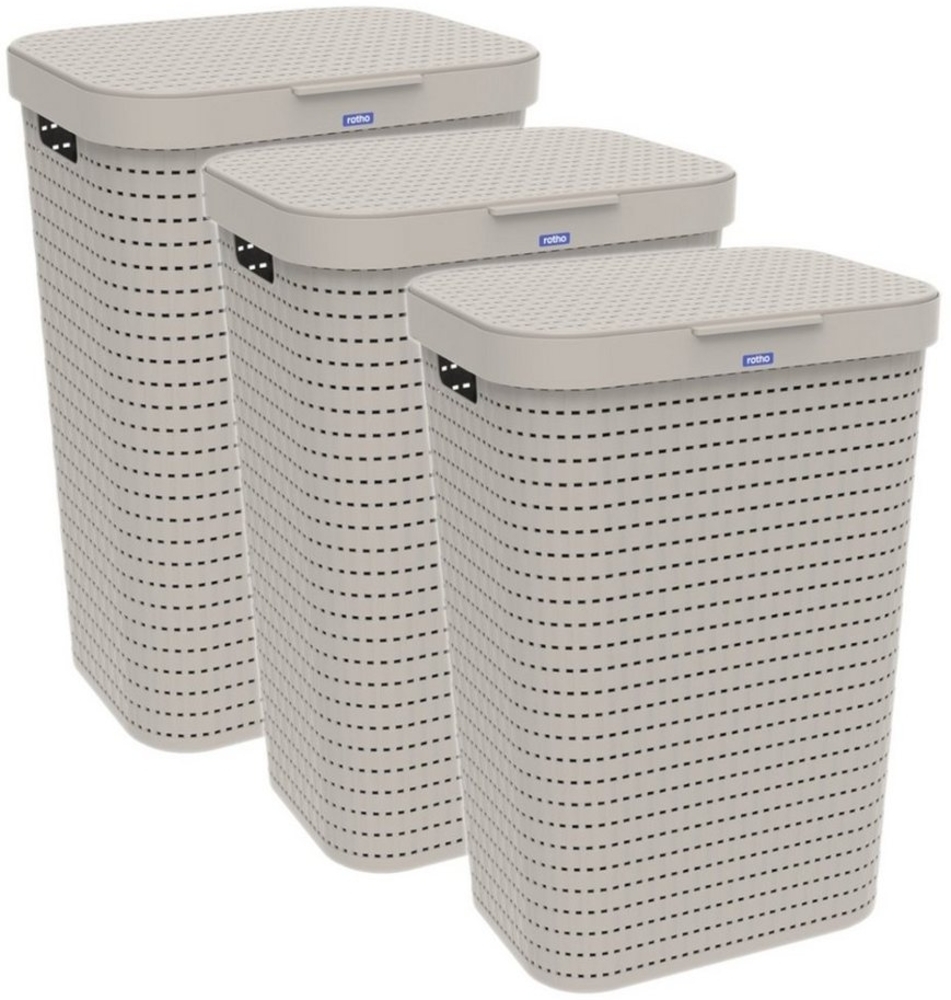 ROTHO Wäschekorb Wäschekorb Set Wäschesammler 55l COUNTRY (Wäschesammlerset, 3er-Set), Luftzirkulation innerhalb der Wäschebox Bild 1