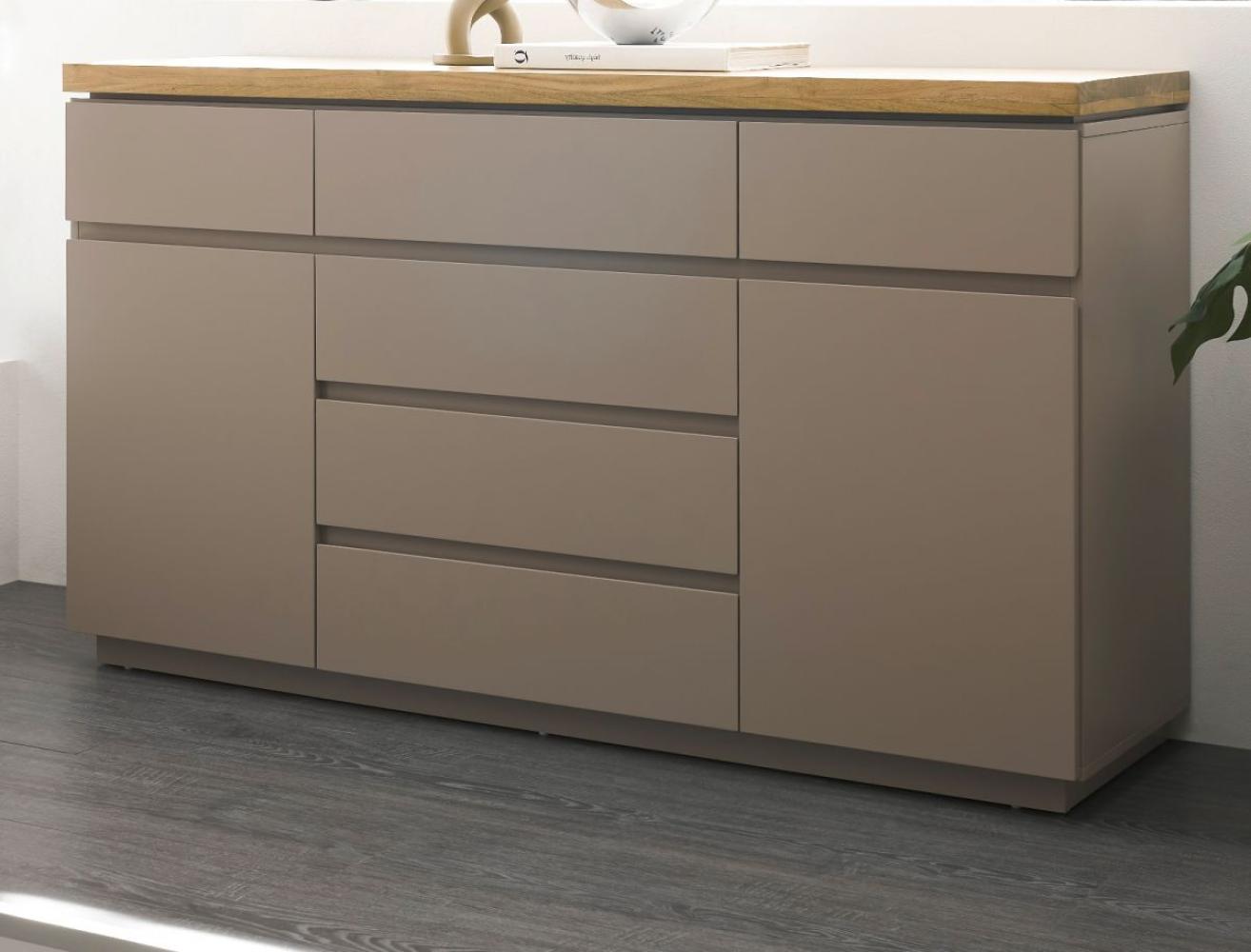 Sideboard Palamos in grau matt und Akazie massiv 150 cm Bild 1