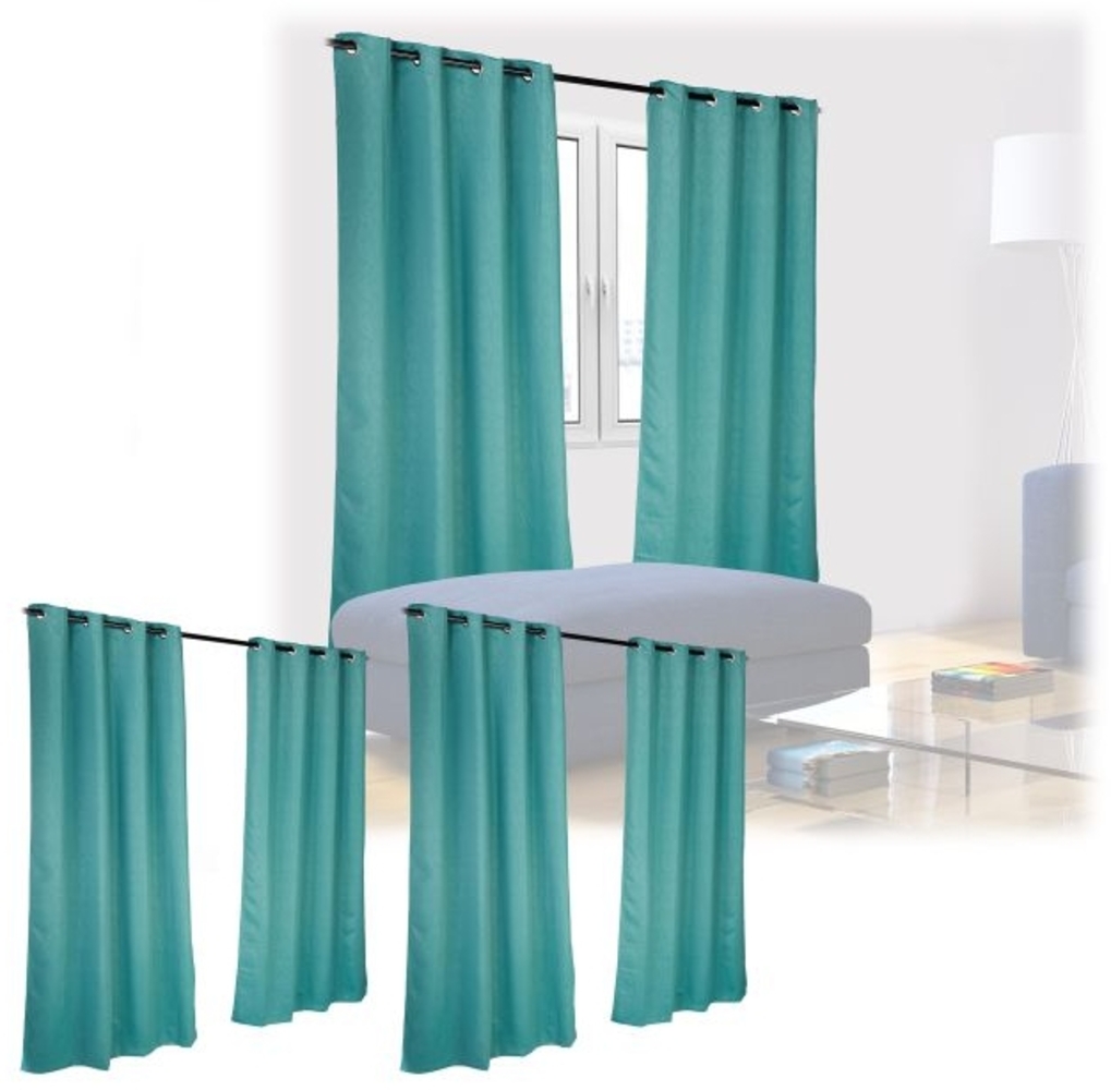 Relaxdays 6x Vorhang mit Muster, Polyester grün, 245x135 cm Bild 1