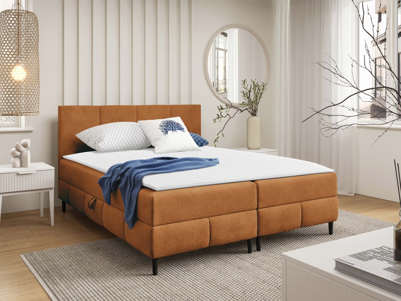Boxspringbett Briheg 2 (Farbe: Coral 35, Größe: 160 x 200) Bild 1