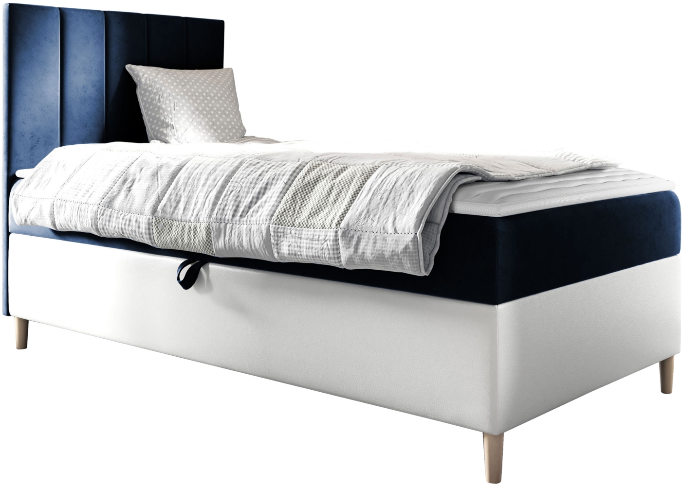 Boxspringbett Chapeni 'Junior 1' blau 100 x 200 cm Rechts Bild 1