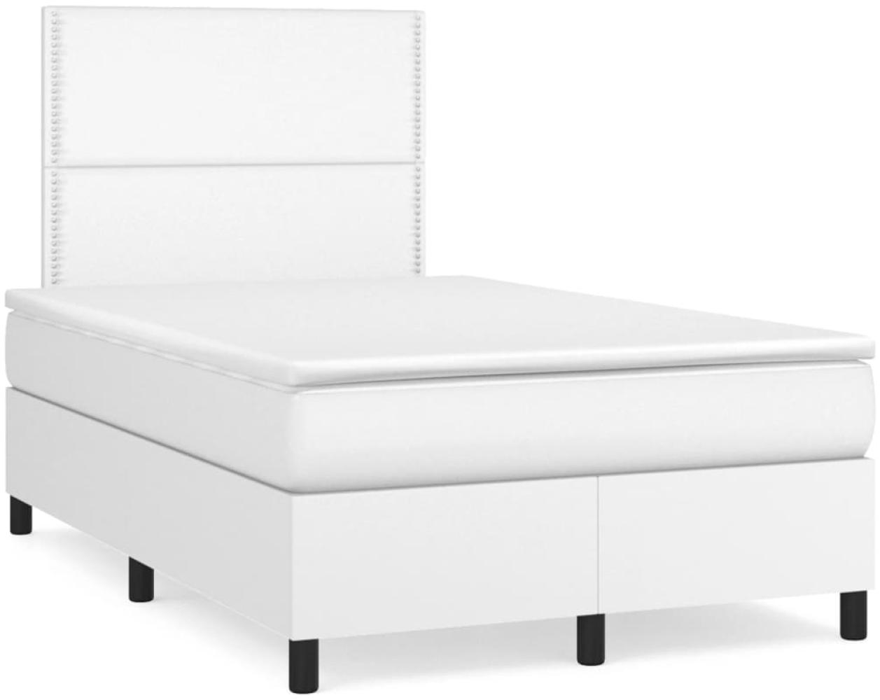 vidaXL Boxspringbett mit Matratze Weiß 120x190 cm Kunstleder 3269972 Bild 1