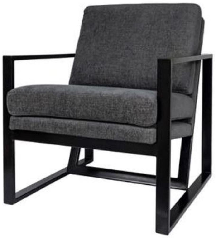 Casa Padrino Luxus Club Sessel mit Metallrahmen Grau / Schwarz 80 x 70 x H. 85 cm - Hotel Möbel Bild 1