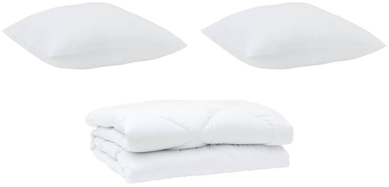 vidaXL Bettdecke mit Kissen 3 pcs Weiß Mikrofaser 3377433 Bild 1