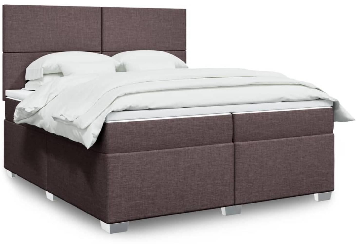 vidaXL Boxspringbett mit Matratze Dunkelbraun 200x200 cm Stoff 3290591 Bild 1