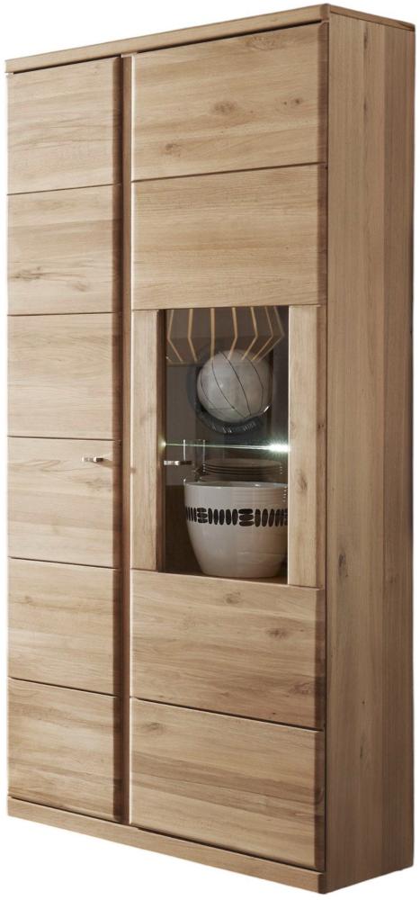 Vitrinenschrank Teilmassiv Ianisha 90x203x41 Vitrine Wildeiche Bianco geölt 20116 Bild 1