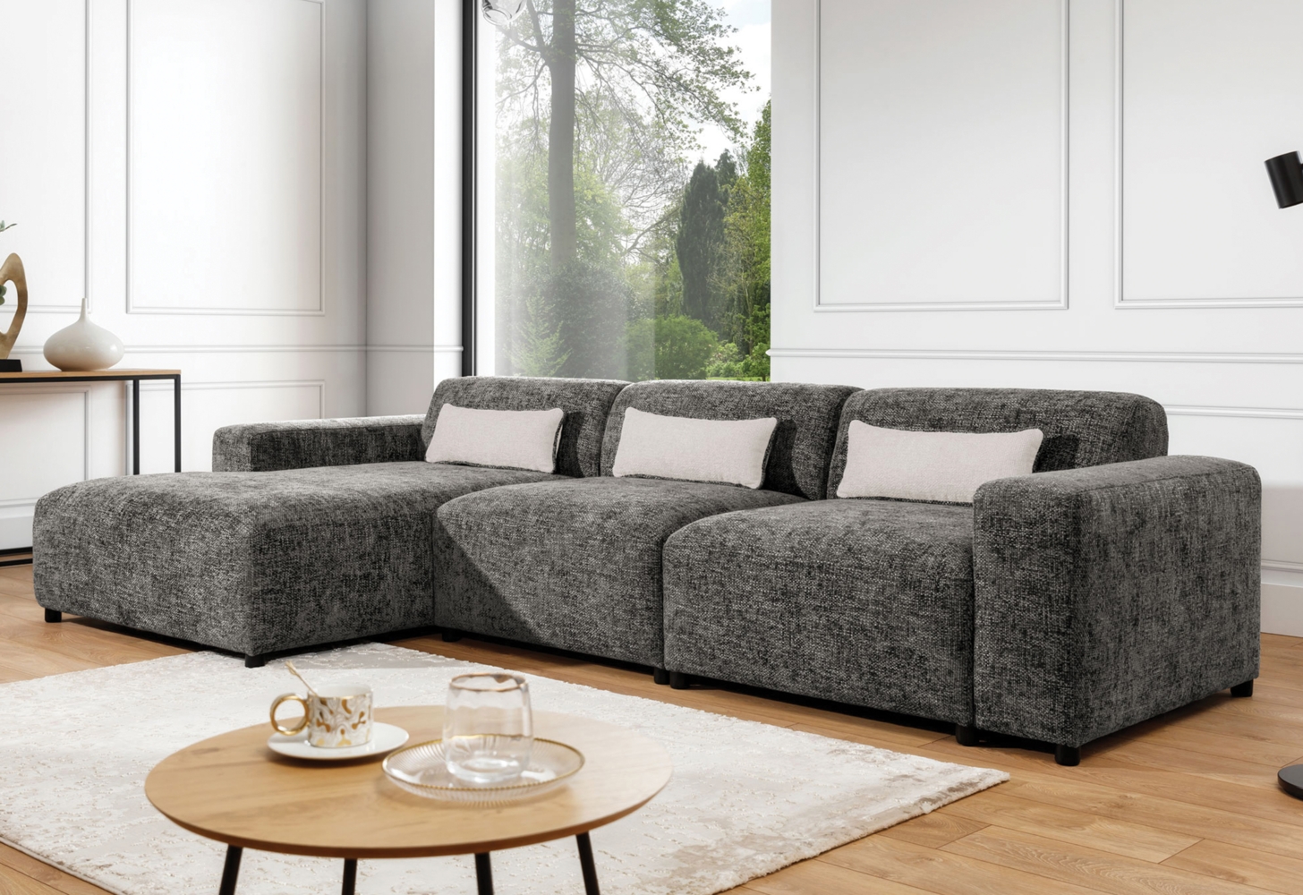 AX LIVING Ecksofa Klein Modern Farring 204 cm in Blau – Stil & Funktionalität Bild 1