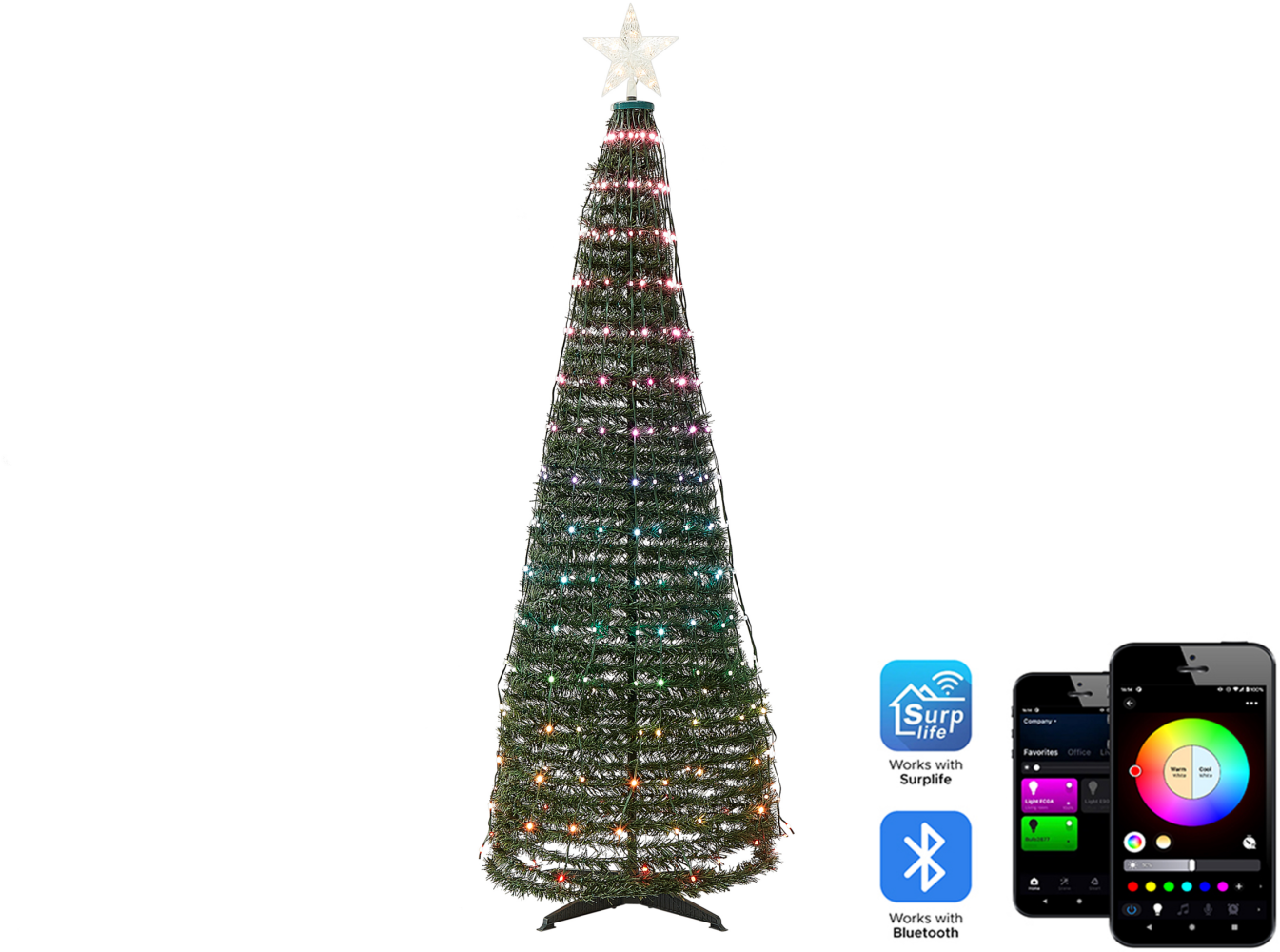 Beleuchteter Weihnachtsbaum mit App SAARLOQ 160 cm Grün Bild 1