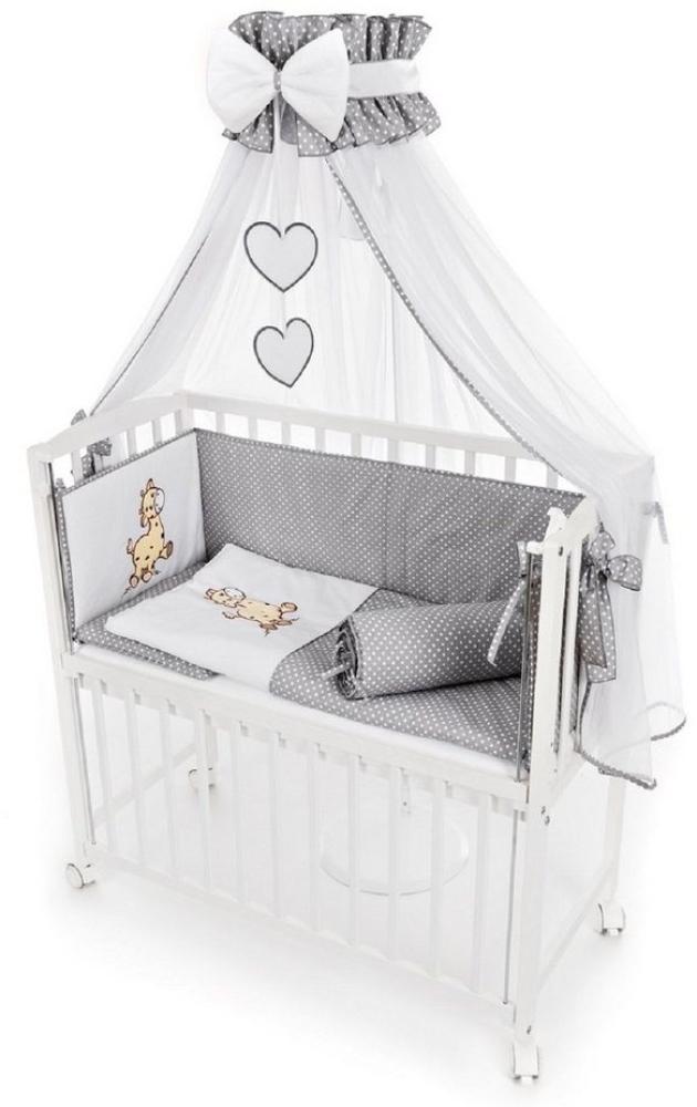 Babyhafen Beistellbett Babybett 90 × 40 cm Design Giraffe grau komplett Set, Komplettbett Bild 1