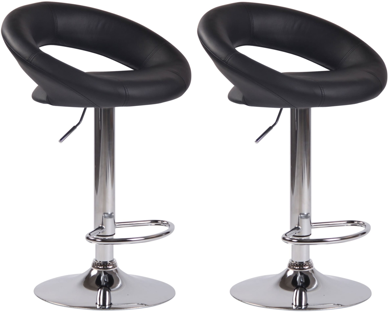CLP 2er Set Barhocker Olinda Kunstleder höhenverstellbar und drehbar,schwarz chrom Bild 1