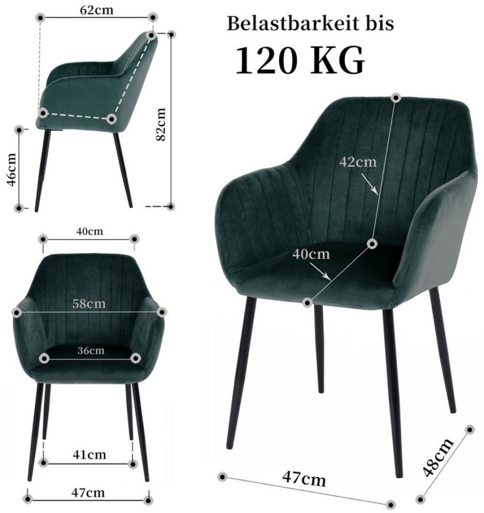 Zedelmaier Esszimmerstuhl Polsterstuhl mit Armlehne, Stuhl esszimmer esstisch stühle (2er Set, 6 St), Polsterstuhl mit Armlehne Metallbeine,belastbar 120 kg Bild 1