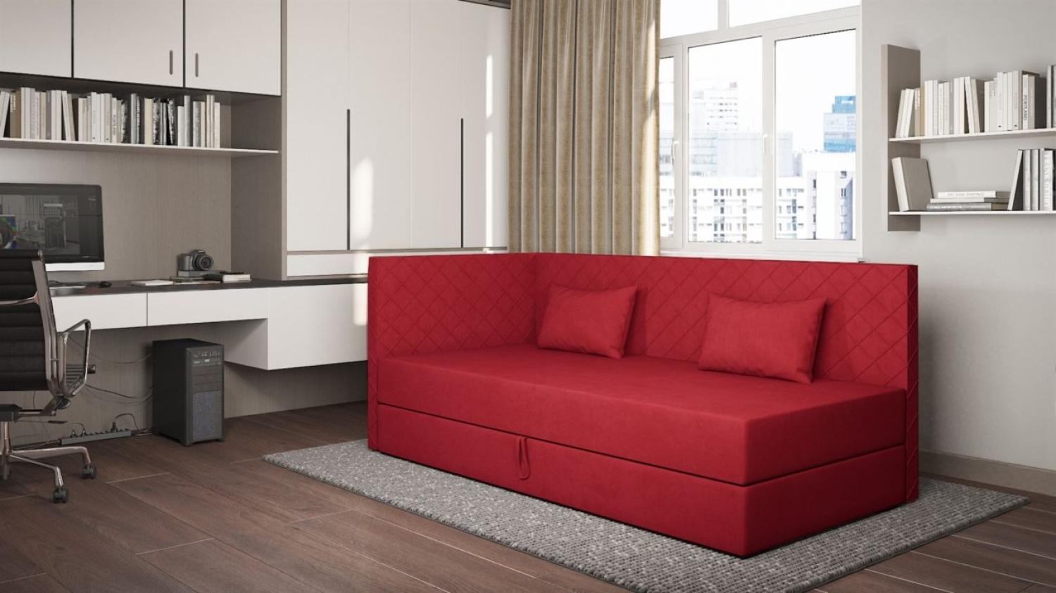 Sofa Polsterliege Kindersofa LIANA Seite Universal in Stoff Opera Velvet Rot Bild 1