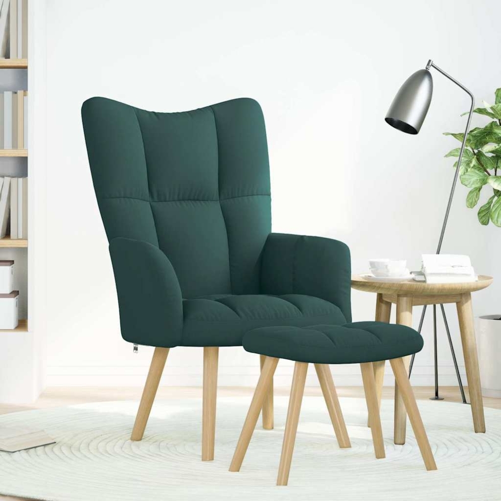 vidaXL Relaxsessel mit Hocker Dunkelgrün Stoff 4016783 Bild 1