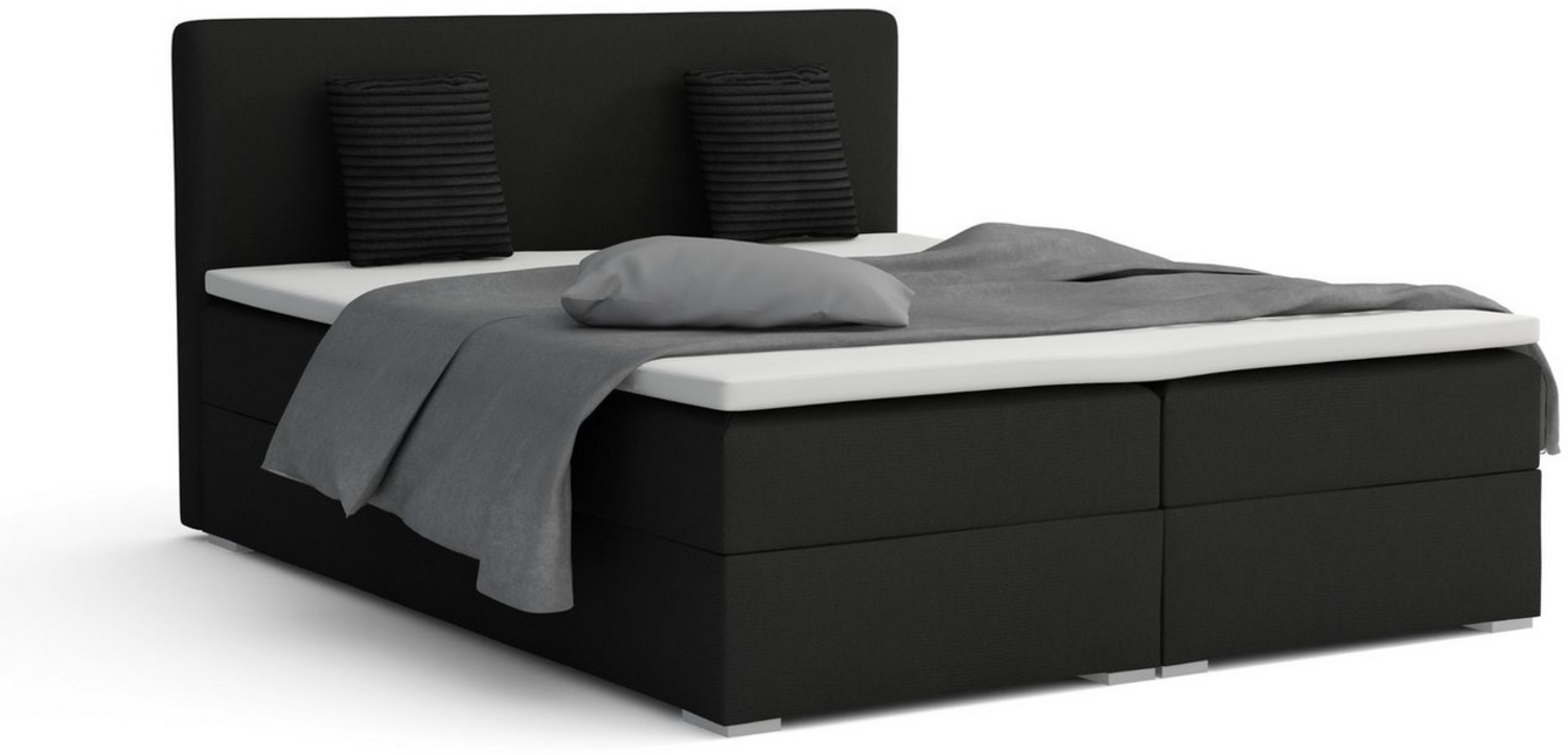 Deine Möbel 24 Boxspringbett BELLO Boxspring Komplettbett Polsterbett Bonellfederkernmatratzen (Beige Creme Grau Dunkelgrau Graphit Anthrazit Schwarz, 3-St, Boxbett Velours Samt 140x200 160x200 180x200 200x200), inkl. Bettkasten Topper Matratzen H3 H4 Bild 1