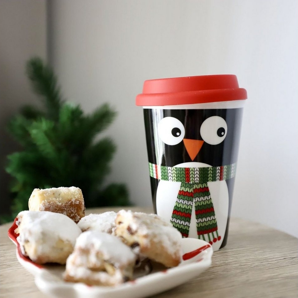 Porzellan Weihnachtsbecher to go 350ml Kaffeebecher Isobecher Thermobecher Bild 1