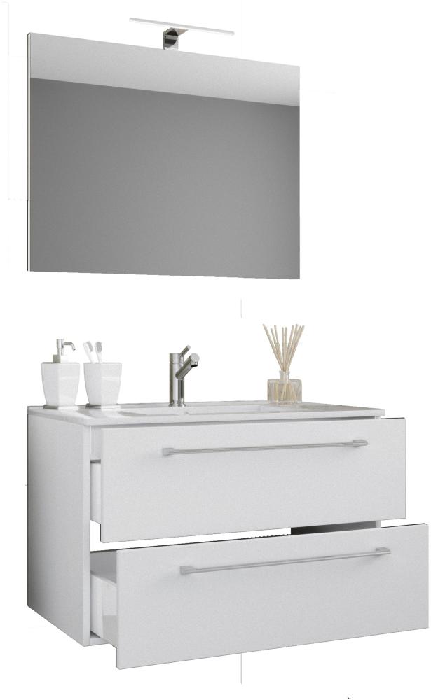 Badinos Bad Möbel Set Waschbecken Unterschrank Wandspiegel Badezimmer Waschtisch Bild 1