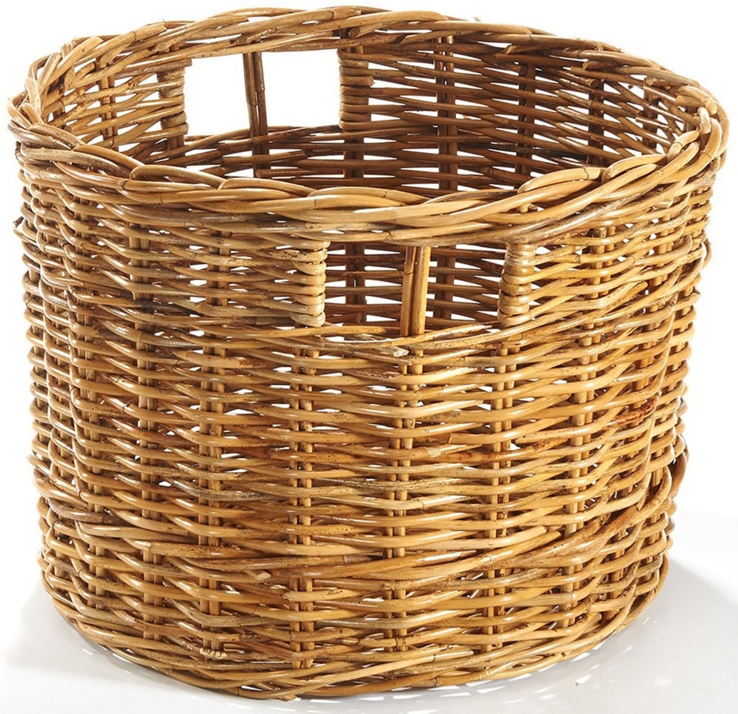 Kobolo Aufbewahrungskorb Rattankorb Regalkorb aus Rattan lacak rund (kein Set, 1 St), Runder Korb mit Lochgriffen Bild 1