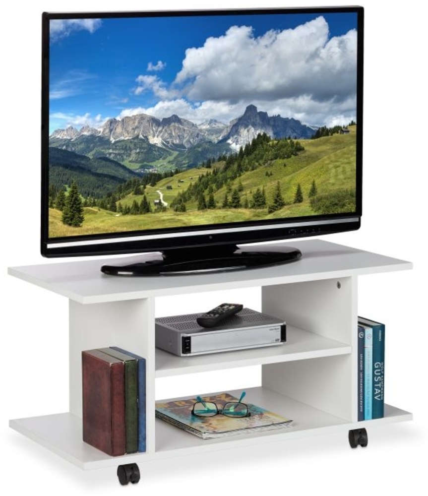 TV Board mit Rollen weiß Bild 1