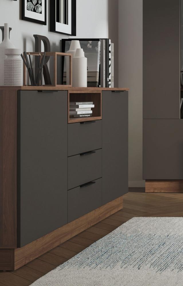 Sideboard Alicante Kommode 180cm walnuss schwarzgrau Bild 1