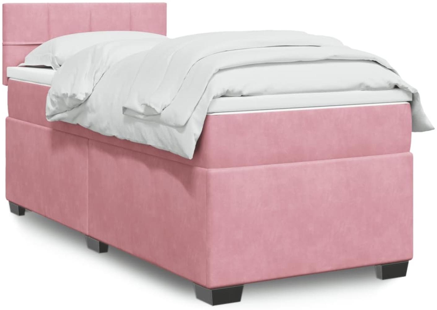 vidaXL Boxspringbett mit Matratze Rosa 100x200 cm Samt 3288539 Bild 1