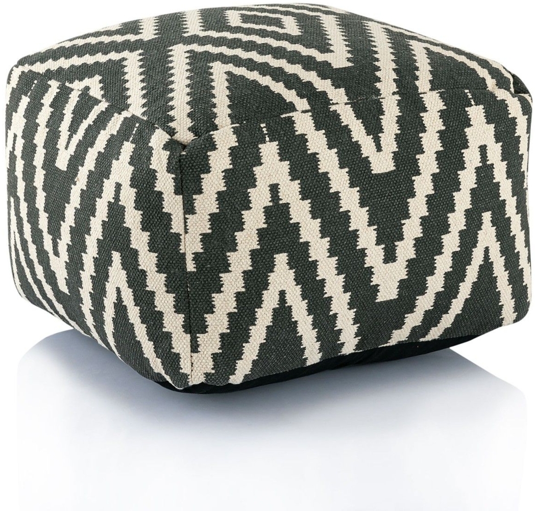 Sitzwürfel Fußhocker Sitzhocker 50x35x50cm Pouf Kelim Bodenkissen Peru schwar... Bild 1