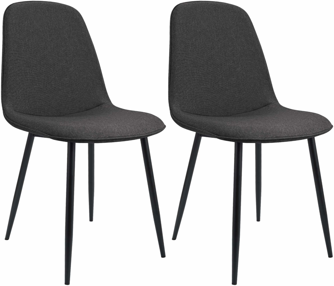 CLP 2er Set Esszimmerstuhl Maryam gepolstert mit Rückenlehne,dunkelgrau Stoff Bild 1