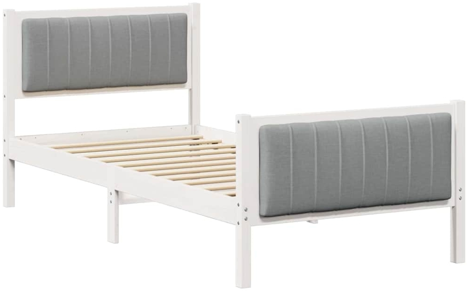 vidaXL Bettgestell Weiß und Hellgrau 90 x 190 cm Massivholz Kiefer 878508 Bild 1