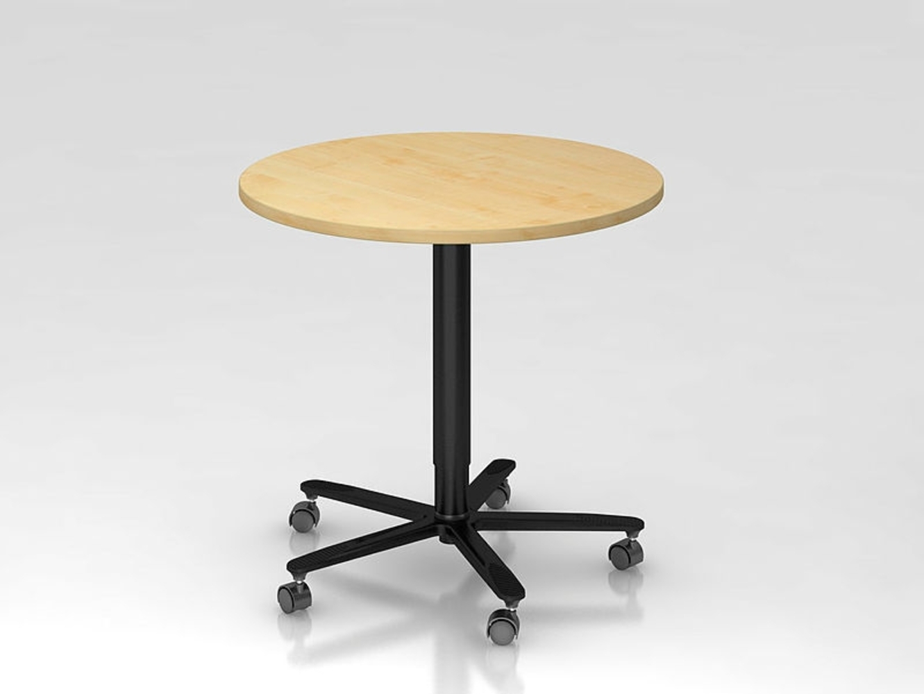 Säulenhubtisch rund, 80cm, Nussbaum / Schwarz Bild 1