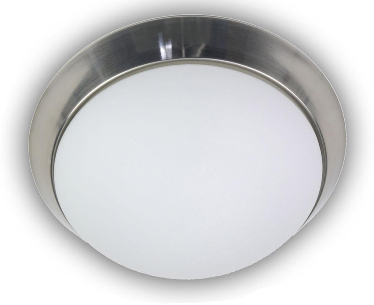 LED-Deckenleuchte rund, Opalglas matt, Dekorring Nickel matt, Ø 40cm Bild 1