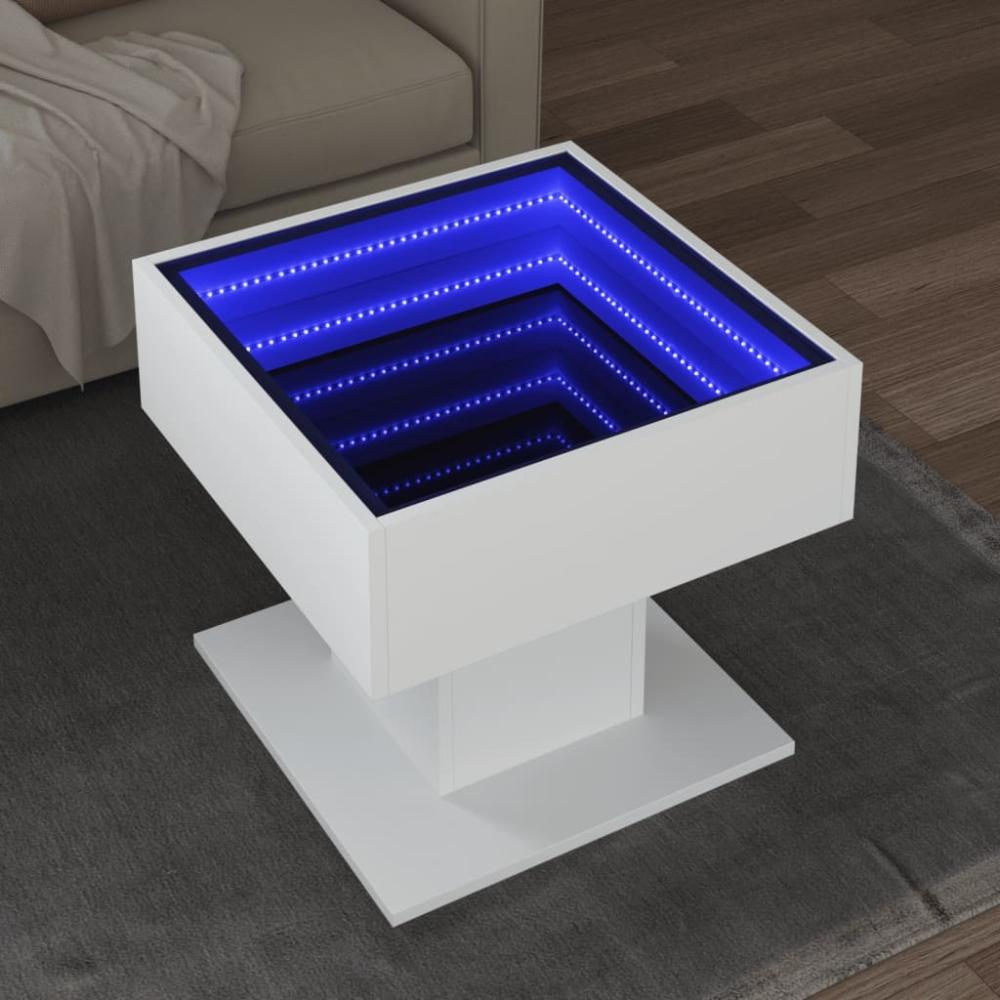 vidaXL LED-Couchtisch Weiß 50x50x45 cm Holzwerkstoff 847525 Bild 1