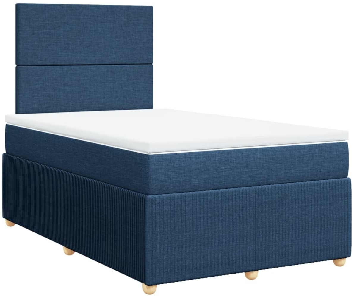 vidaXL Boxspringbett mit Matratze Blau 120x190 cm Stoff 3291994 Bild 1