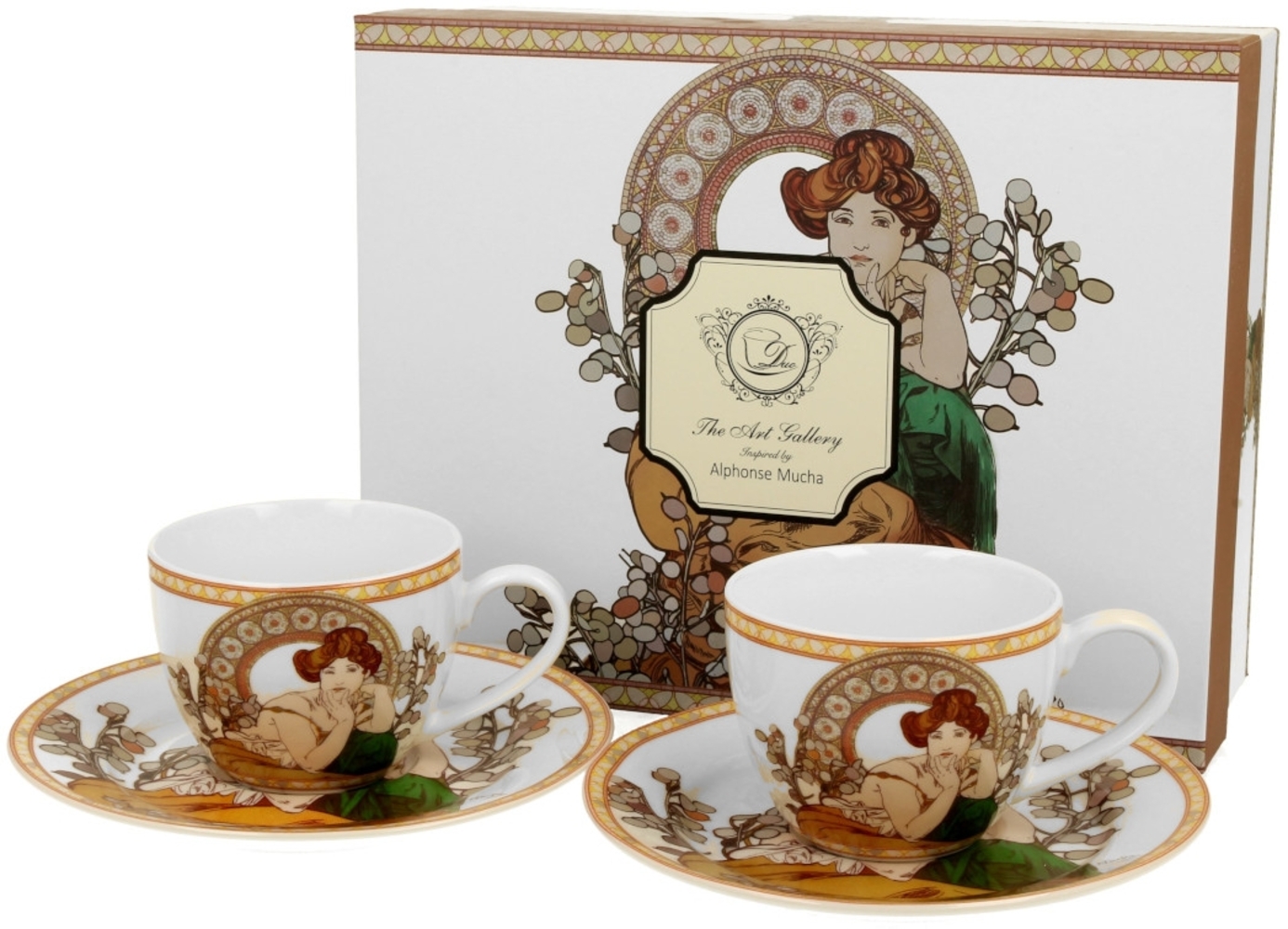 DUO ART GALLERY 2er-Set Espressotassen 90 ml TOPAZ mit Untertassen, New Bone China Porzellan Bild 1