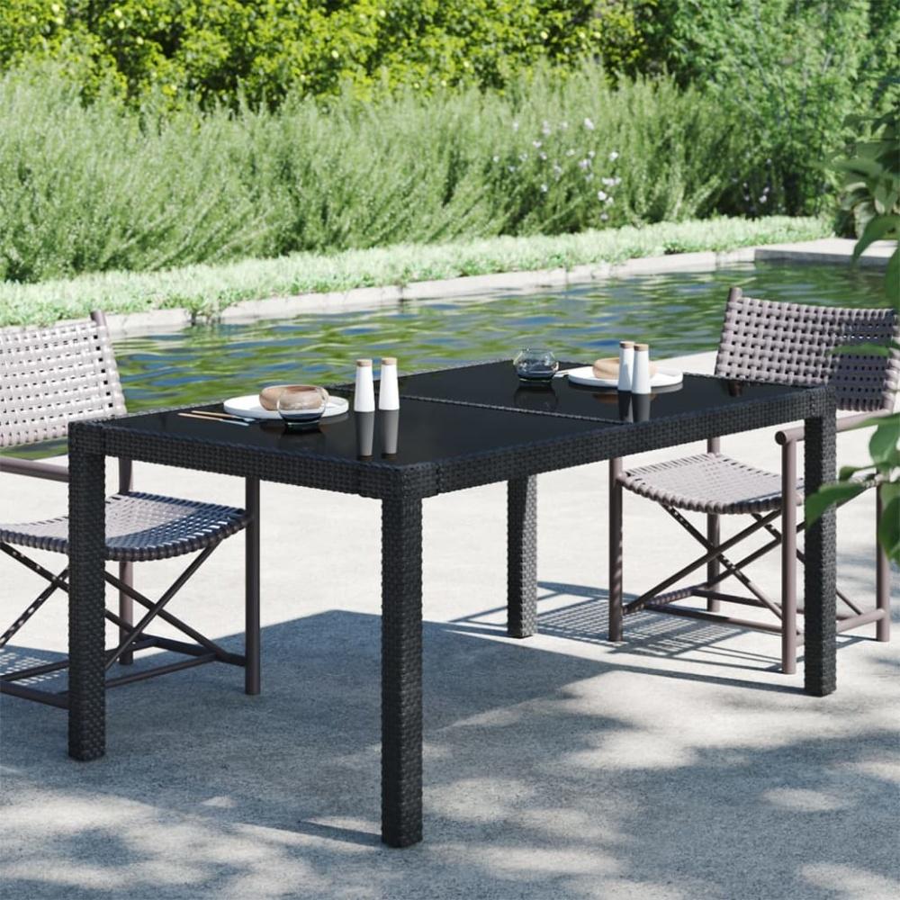 vidaXL Gartentisch 150x90x75 cm Gehärtetes Glas Poly Rattan Schwarz 316706 Bild 1