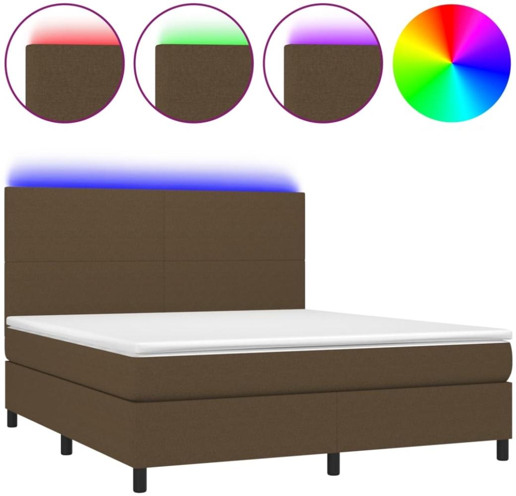 vidaXL Boxspringbett mit Matratze & LED Dunkelbraun 180x200 cm Stoff, Härtegrad: H2 [3134736] Bild 1