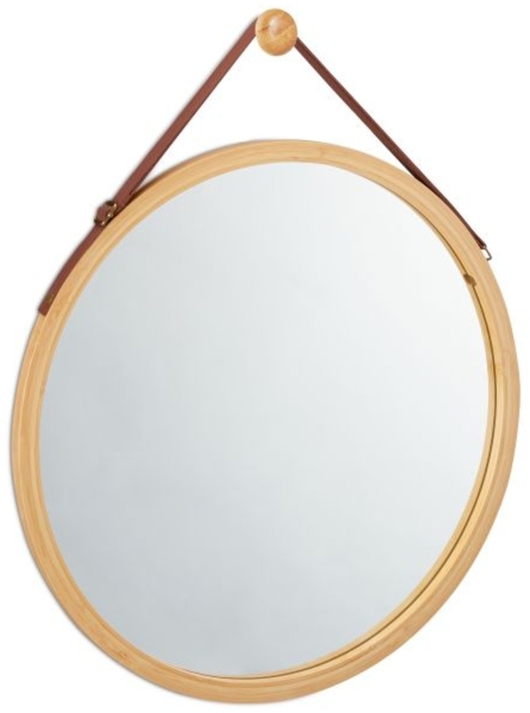 Hängespiegel rund mit Bambusrahmen Bild 1