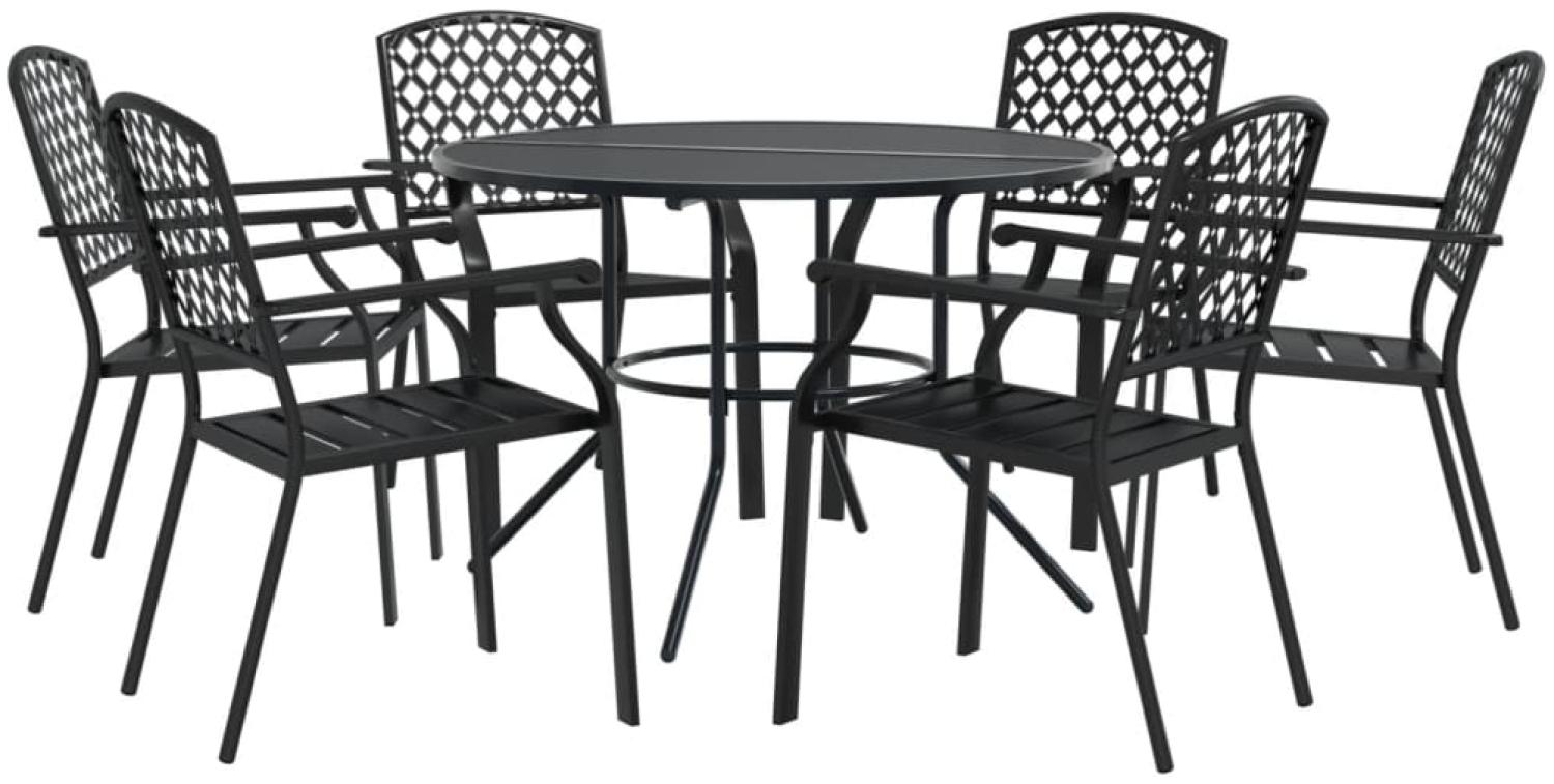 vidaXL Gartenstuhl-Set 7-tlg. Stapelbar Pulverbeschichteter Stahl 3283771 Bild 1